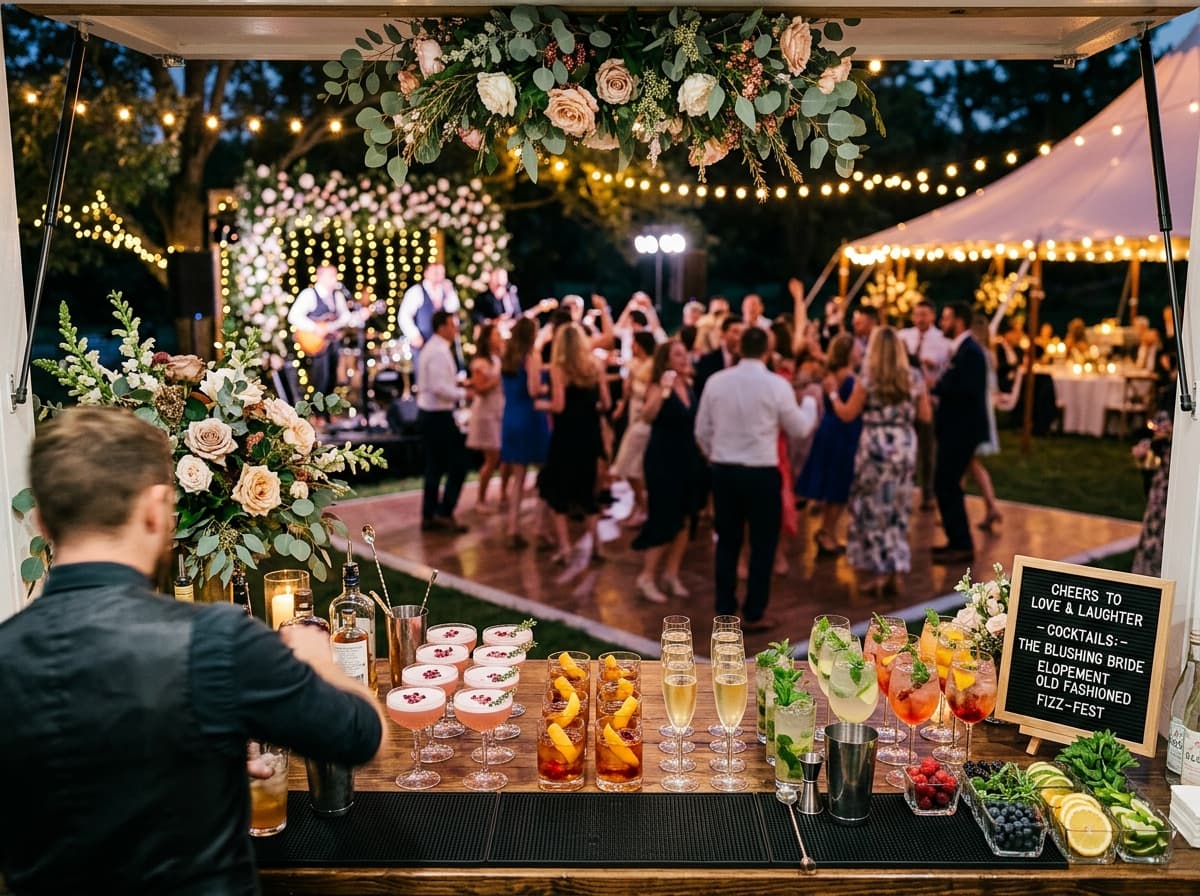 View from behind the bar at a wedding reception